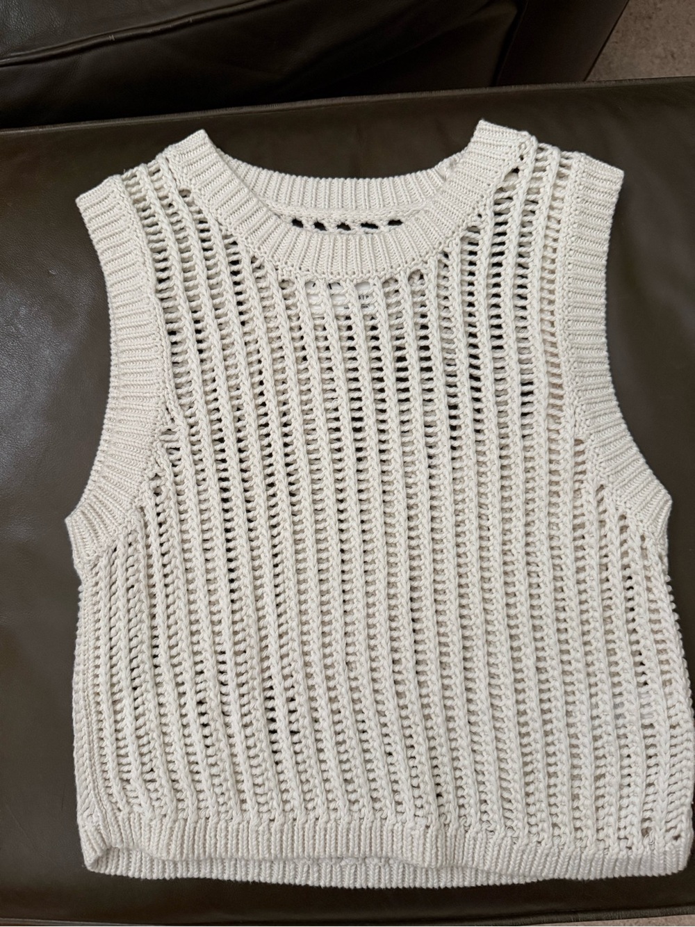 aerie Cream Open-Knit Sleeveless Sweater Tank